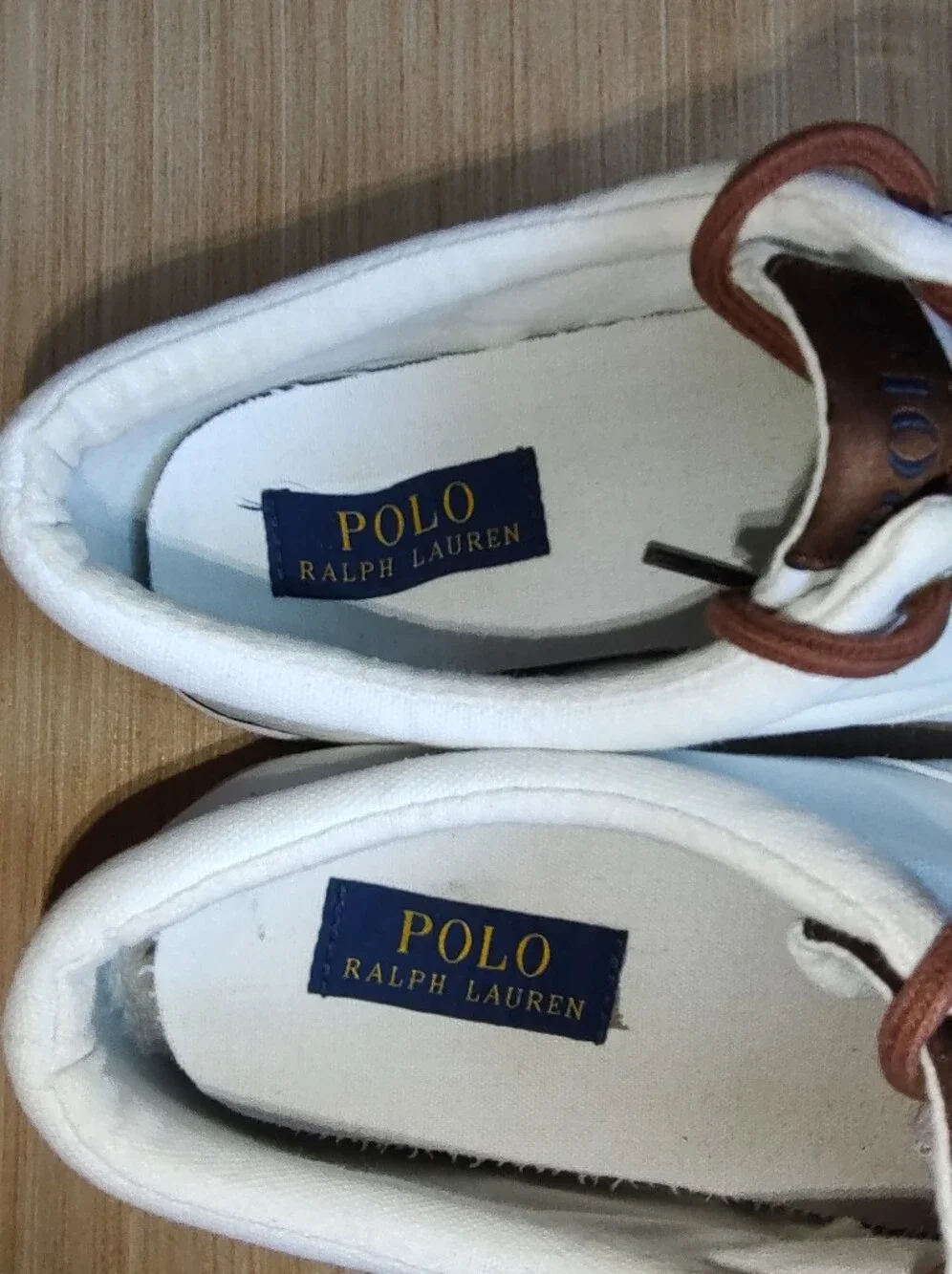 Polo Ralph Lauren Forestmont II Canvas Sneakers Lace Up White Brown Pony 9.5